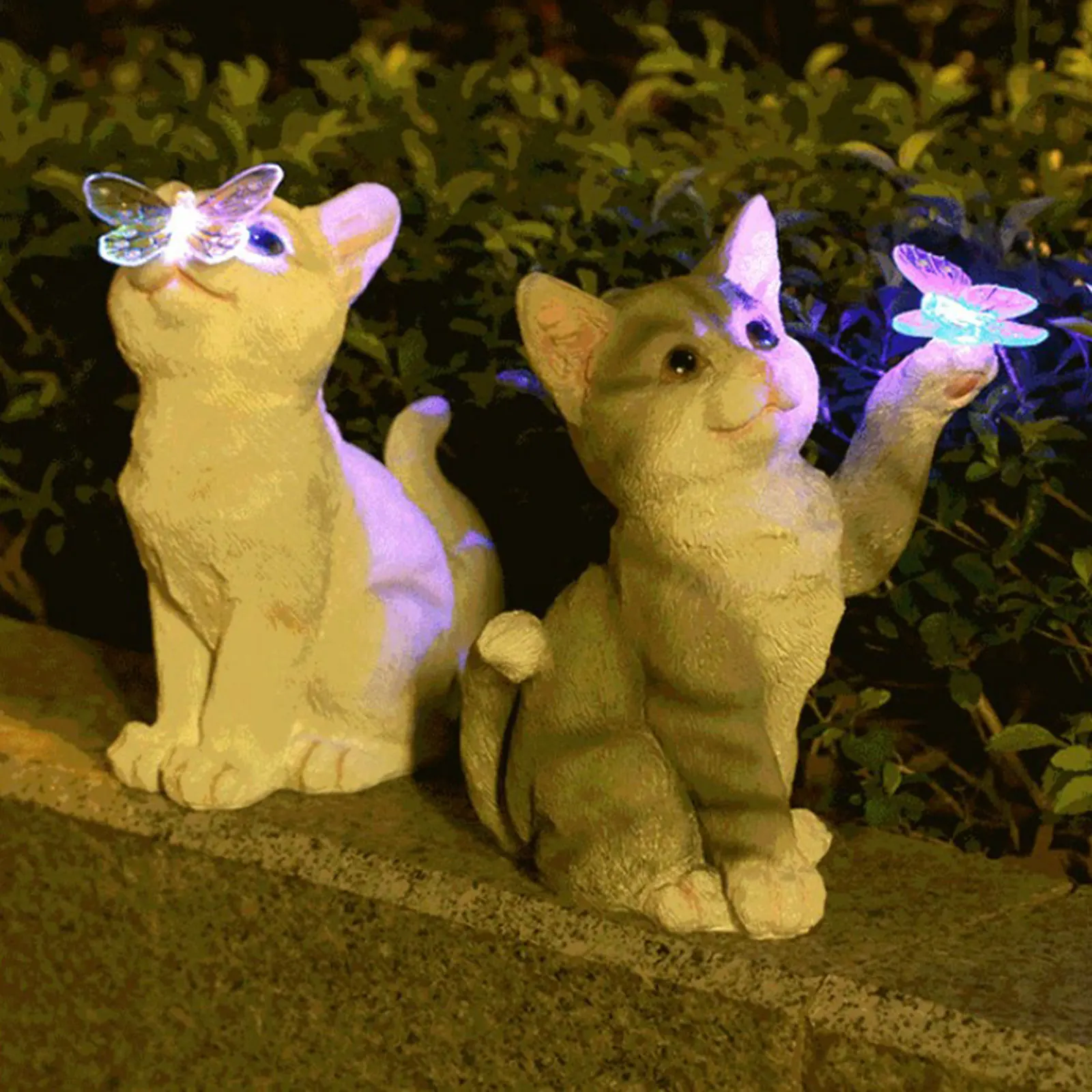 Smart Garden Spotlights - Escultura de gato al aire libre,